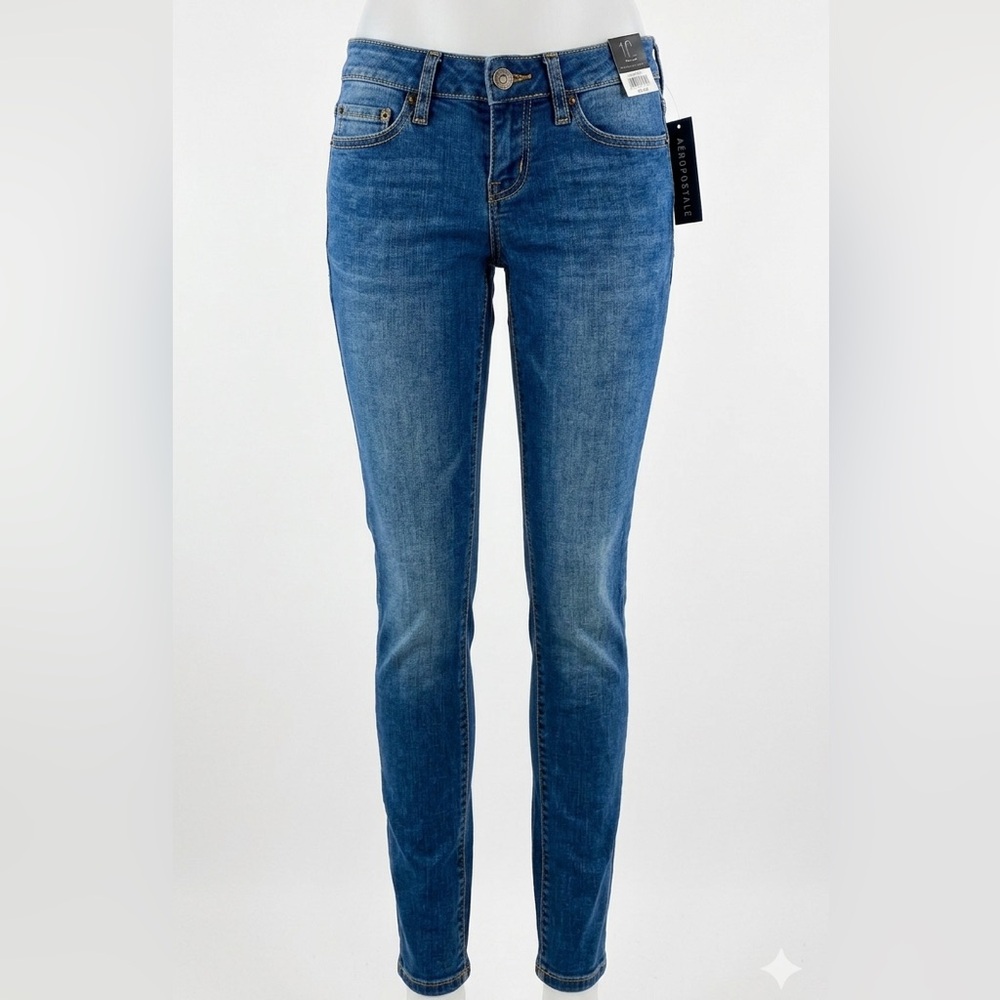 NWT Aeropostale Low-Rise Dark Skinny Jeggings Dark Blue Wash Y2K Denim W 00R